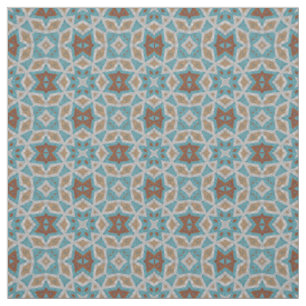 Tela Gris Naranja Marrón Turquesa Arte de Patrón Étnico
