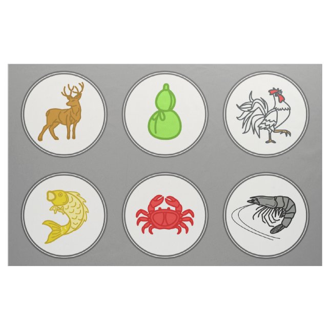 Tela Gris oscuro Fish Crab Vietnamita Dice Juego Mat ("Cuarto gordo" (fat quarter))