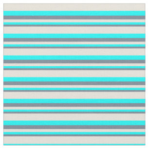 Tela Gris pizarra, Aqua y franjas de color beige