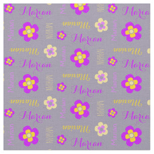 Tela gris púrpura personalizada flor del texto
