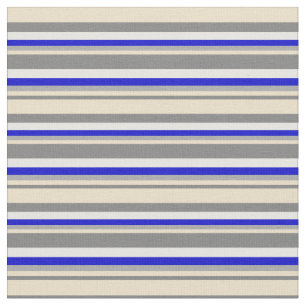 Tela Gris, Tan, Gris oscuro, Patrón azul y blanco