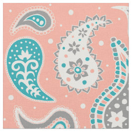 Tela Gris verde azulado coralino del modelo de Paisley