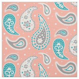 Tela Gris verde azulado coralino del modelo de Paisley