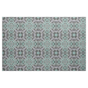 Tela Gris Verde Púrpura Teal Retro Chic Nouveau Patrón