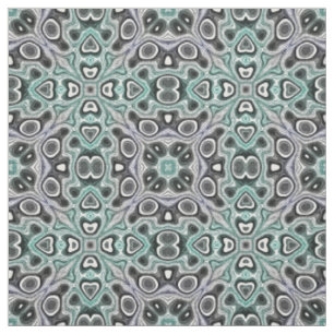 Tela Gris Verde Teal Púrpura Retro Chic Nouveau Patrón