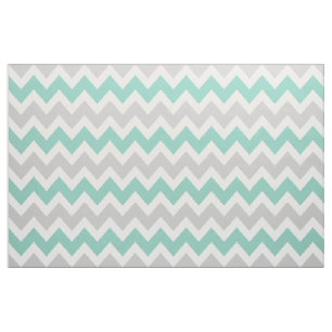 Tela Gris y Aqua Chevron moderno a gran escala