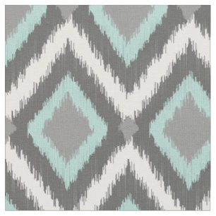 Tela Gris y Aqua Tribal Ikat Chevron