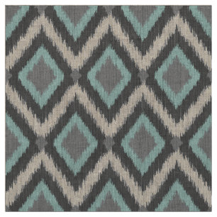 Tela Gris y Aqua Tribal Ikat Chevron