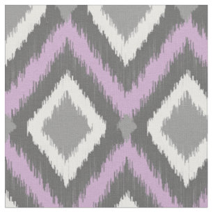 Tela Gris y púrpura tribal ikat Chevron