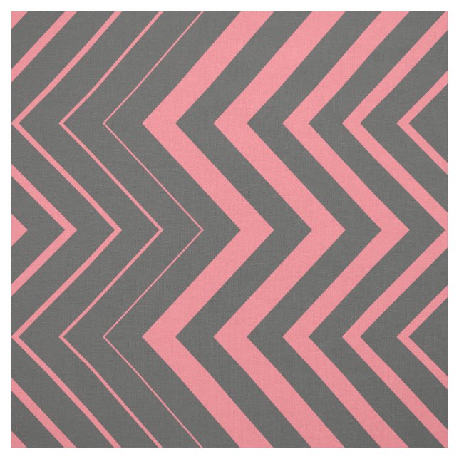Tela Gris Y Rosa Zigzag Chevron (Retal)