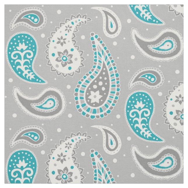 Tela Gris y trullo del modelo de Paisley (Retal)