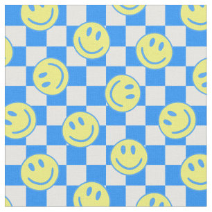 Tela groovía de comprobación de cara azul feliz