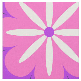Tela Groovy Retro 70 Modelo de flores moradas rosadas