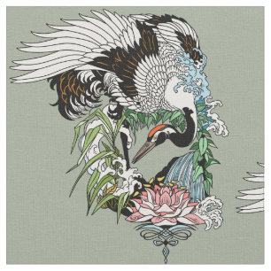 Tela Grúa japonesa en el jardín