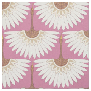 Tela grúas art deco rosadas