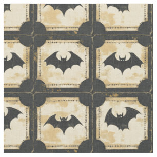 Tela Grunge Denim Halloween Patchwork with Bats (2)