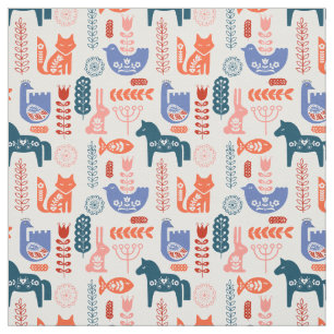 Tela Guardería de animales folclóricos