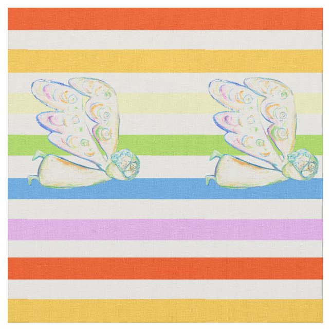 Tela Guardian Angel Rainbow Stripe Material de arte (De cerca)