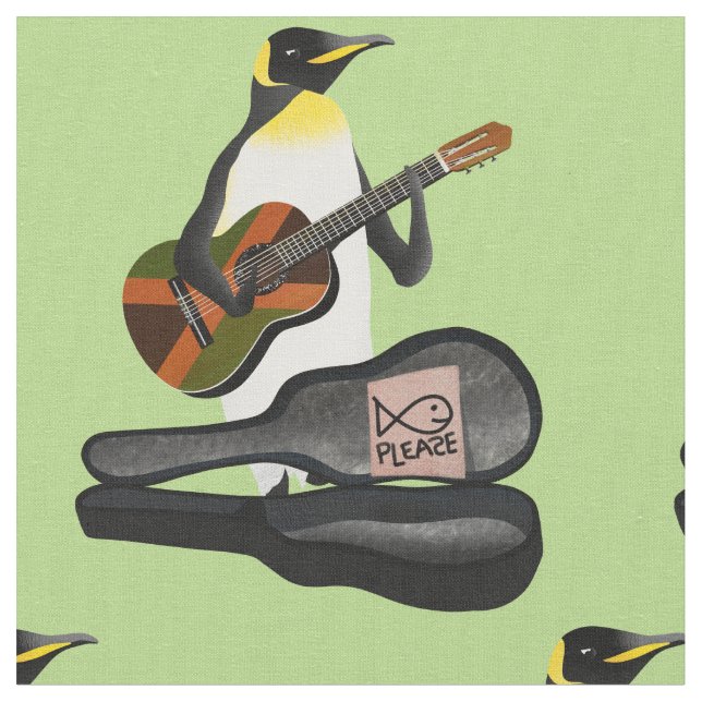 Tela Guitarra de Reggae del Rey Pingüino (De cerca)