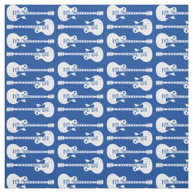 Tela Guitarras Eléctricas Gráfico en Blanco (Retal)