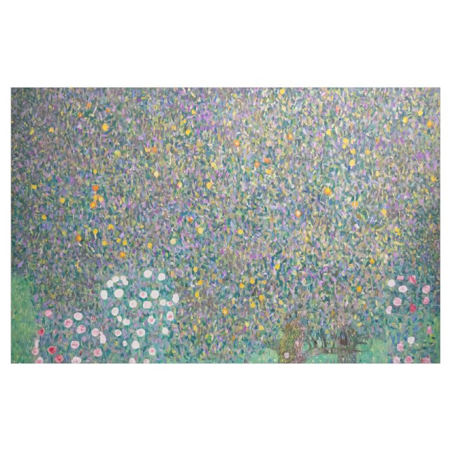 Tela Gustav Klimt - Rosebushes bajo los árboles (Yarda)