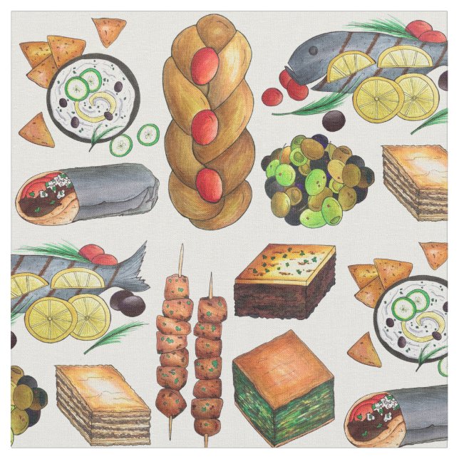 Tela Gyro de comida mediterránea griega Tzatziki Baklav (De cerca)