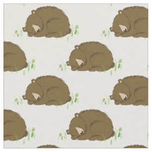 Tela Habitación de bebé con acuarela de oso y animales 