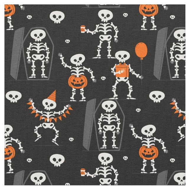Tela halloween birthday party skeleton coffin skull (De cerca)