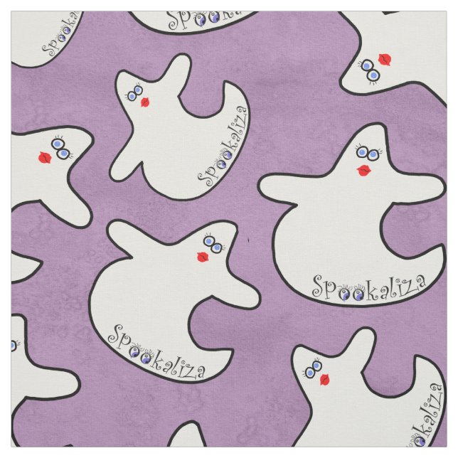 Tela Halloween Cute Diva Ghost Random Pattern Purple BG (Retal)