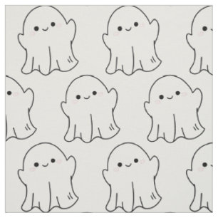 Tela Halloween Cute Little Ghost Blanco Negro