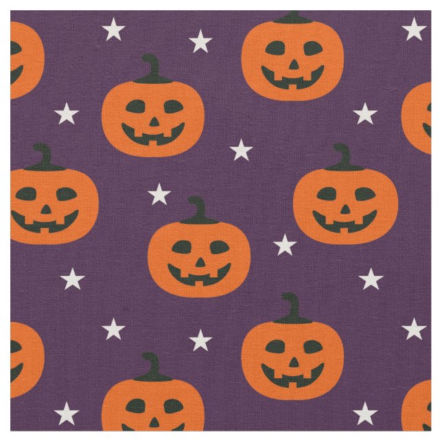 Tela Halloween espeluznante Jack O Lanterns & Stars (De cerca)