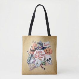 Tela Halloween Feliz de Vintage personalizado | Bolso d