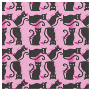 Tela halloween gato negro bruja rosa