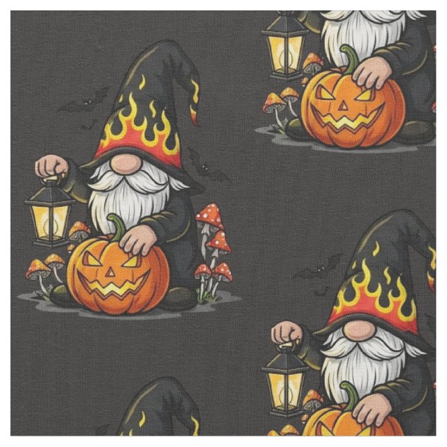 Tela Halloween Gnome Fabric (De cerca)