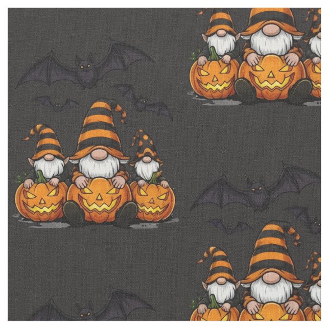 Tela Halloween Gnome Fabric (De cerca)