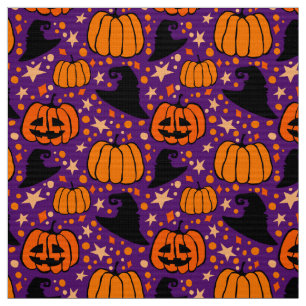 Tela Halloween Jack O'Lantern Y Purple, Gorra De Brujas