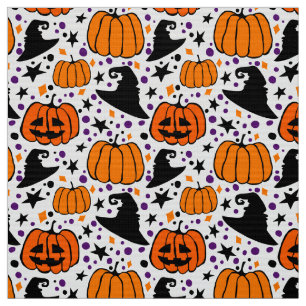 Tela Halloween Jack O'Lantern Y Witch Gorra White