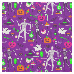 Tela halloween momia skeleton calabaza fantasma
