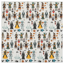 Tela Halloween muestra monstruos y esqueletos