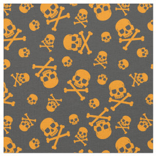 Tela Halloween Naranja de los huesos del cráneo
