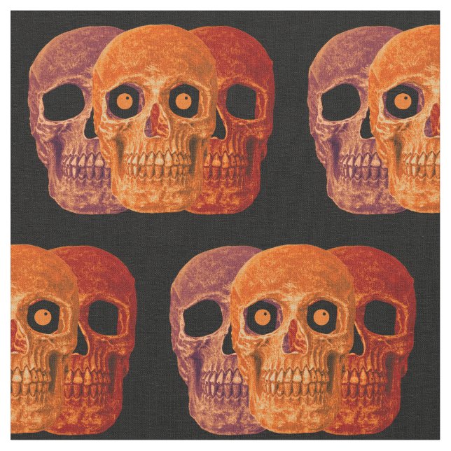 Tela Halloween, Naranja divertida con cráneo gótico (De cerca)