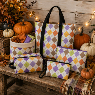 Tela Halloween Otoño Argyle Púrpura Naranja y Verde Lim
