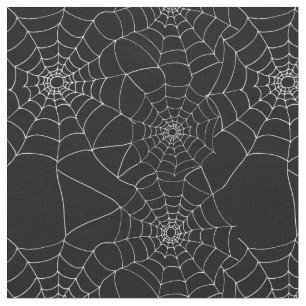 Tela Halloween Pattern Black and White Spider Web
