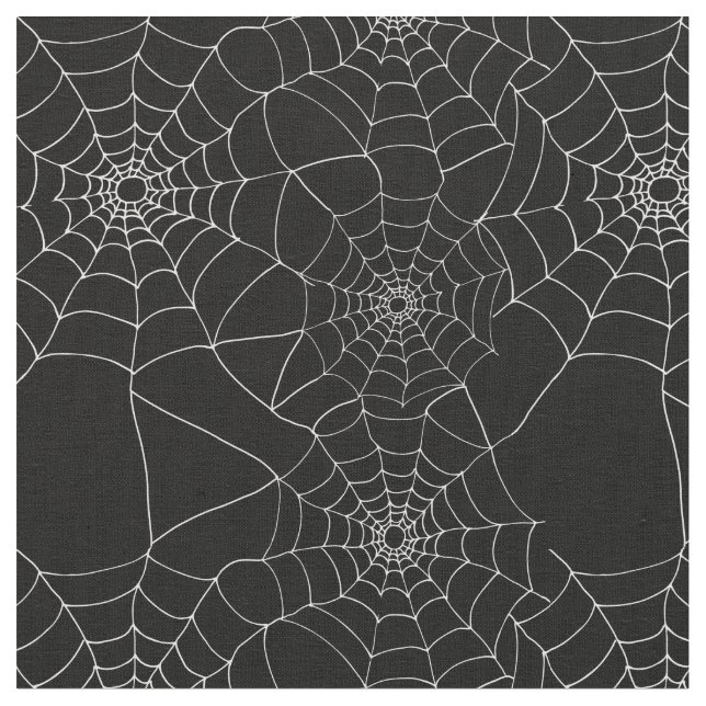 Tela Halloween Pattern Black and White Spider Web (De cerca)