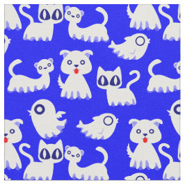 Tela halloween perro de hurón fantasma azul