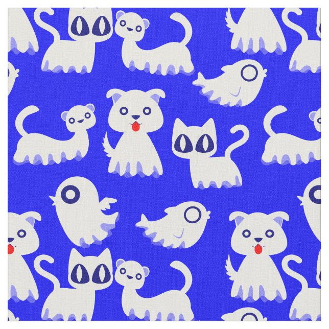 Tela halloween perro de hurón fantasma azul (De cerca)