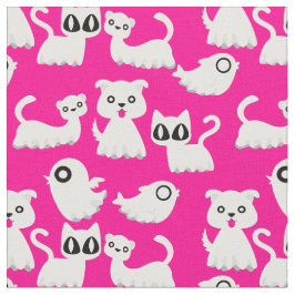 Tela halloween perro hurón fantasma rosado