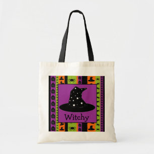 Tela Halloween raya el bolso del gorra de la bruja