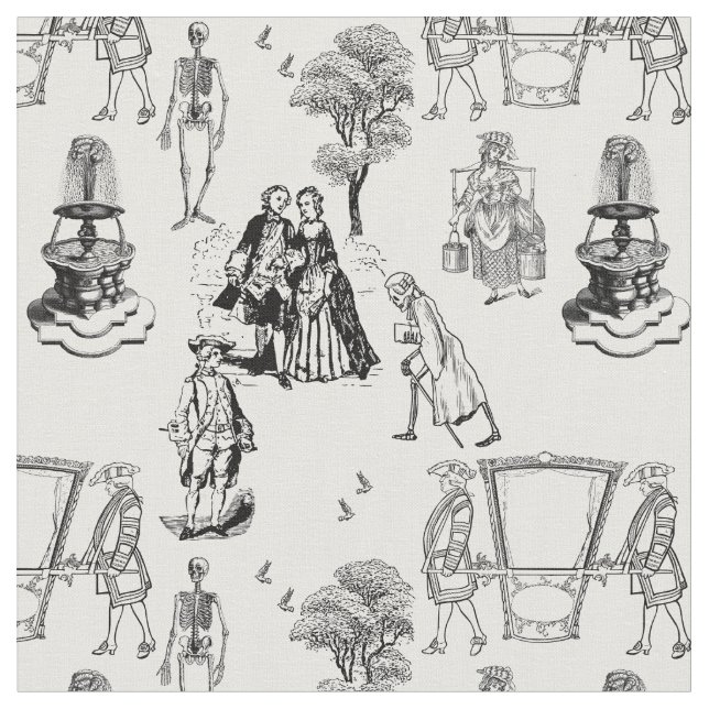 Tela halloween rococo cráneo barroco esqueleto toile (De cerca)