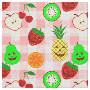 Tela halloween rosa jack o'lantern fruta gingham